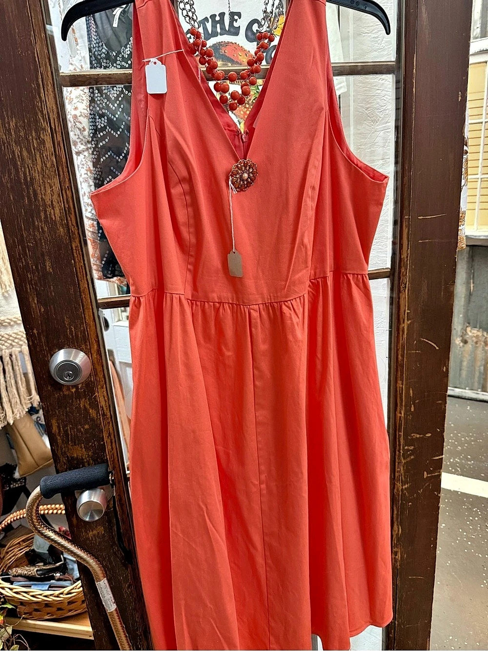 Coral  Dress (brooch separate)